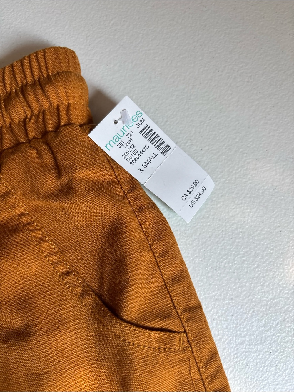 Maurices Mustard Orange Casual Elastic-Waist Shorts - Picture 2 of 5